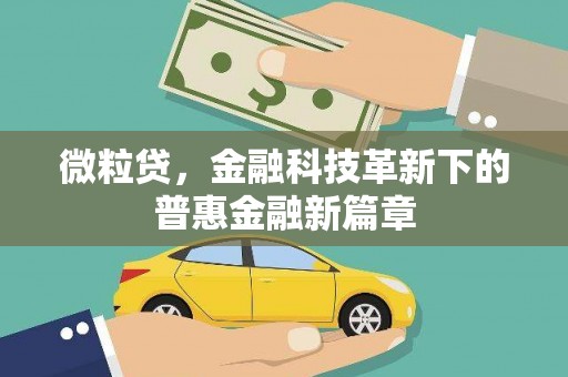 滦县微粒贷，金融科技革新下的普惠金融新篇章