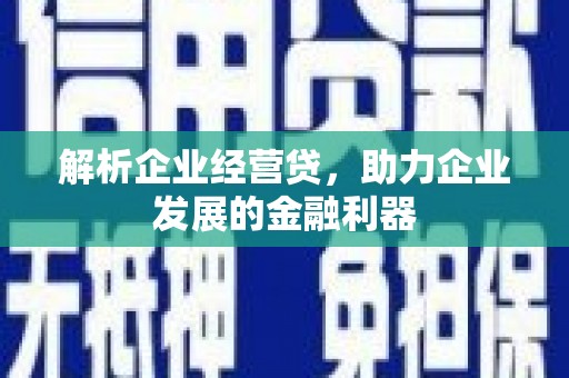 滦县解析企业经营贷，助力企业发展的金融利器