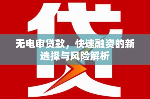 滦县无电审贷款，快速融资的新选择与风险解析