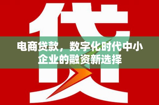 滦县电商贷款，数字化时代中小企业的融资新选择