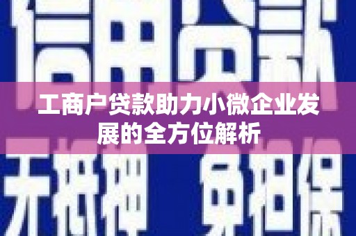滦县工商户贷款助力小微企业发展的全方位解析