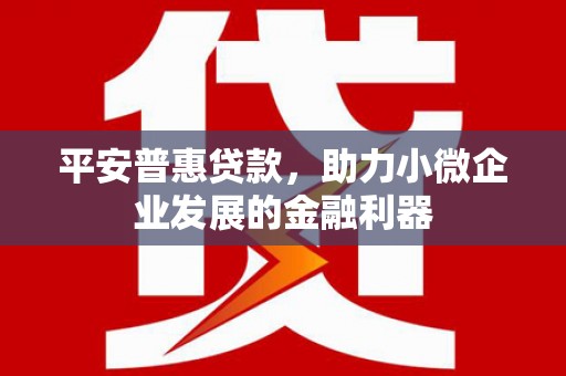 滦县平安普惠贷款，助力小微企业发展的金融利器