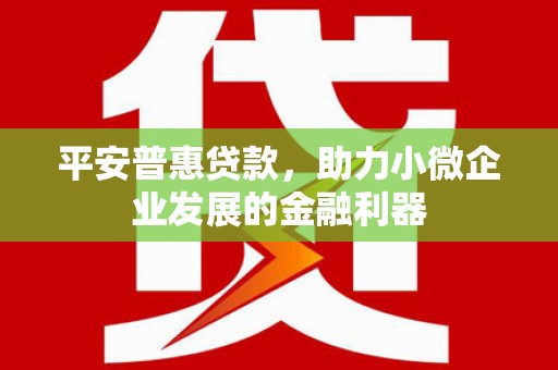 滦县平安普惠贷款，助力小微企业发展的金融利器