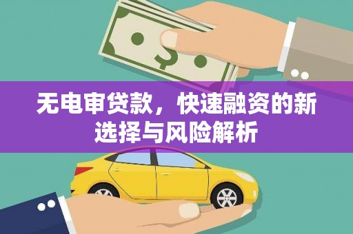 滦县无电审贷款，快速融资的新选择与风险解析