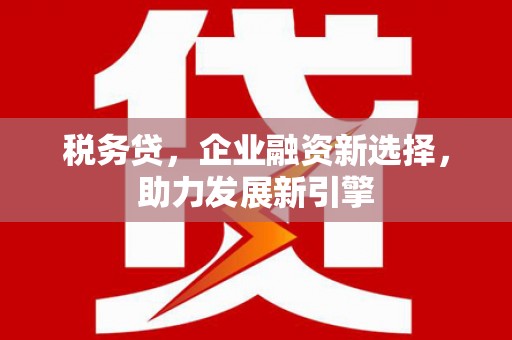 滦县税务贷，企业融资新选择，助力发展新引擎