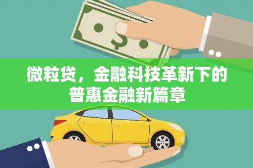滦县微粒贷，金融科技革新下的普惠金融新篇章